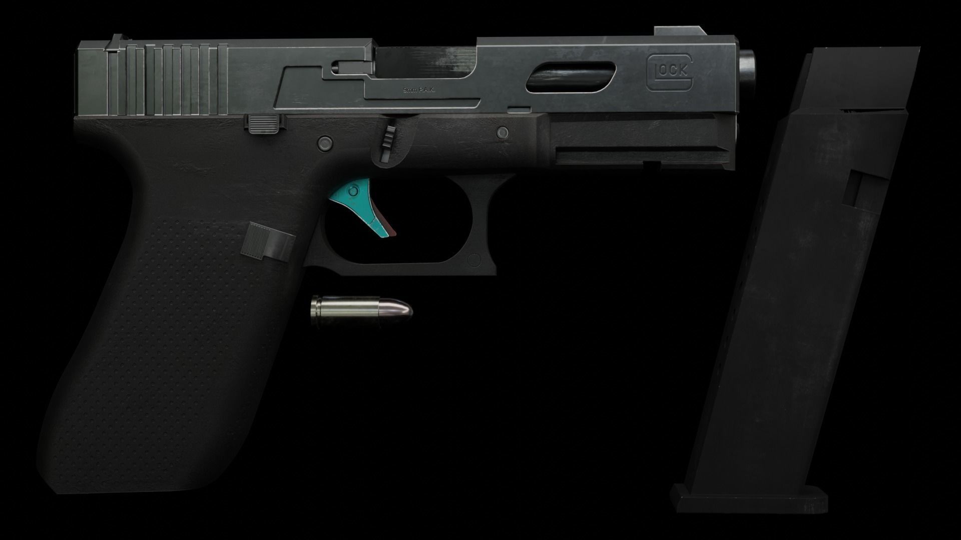 Glock Gameasset Low-poly 3D model_7