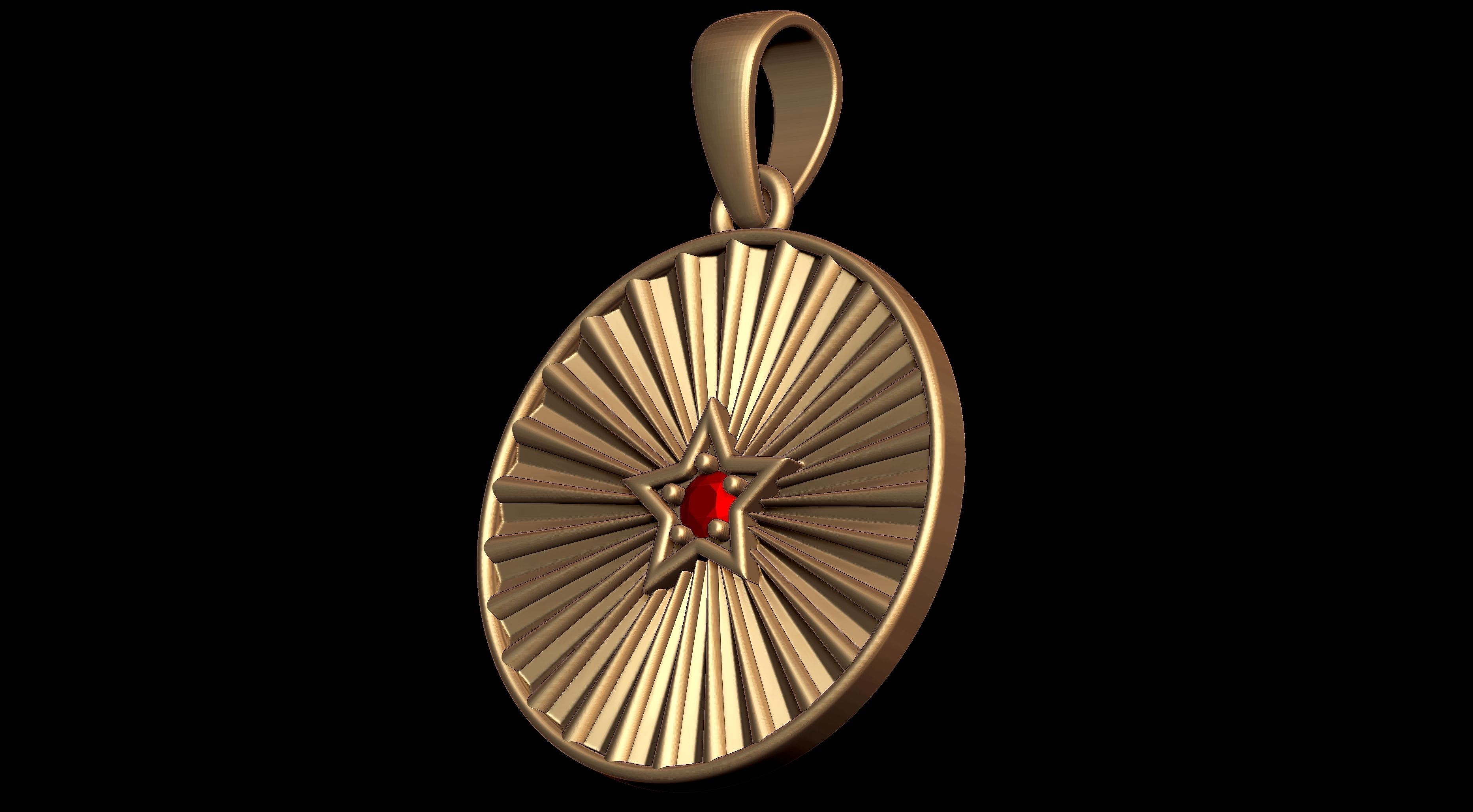  Star Medallion Pendant  3D print model_4