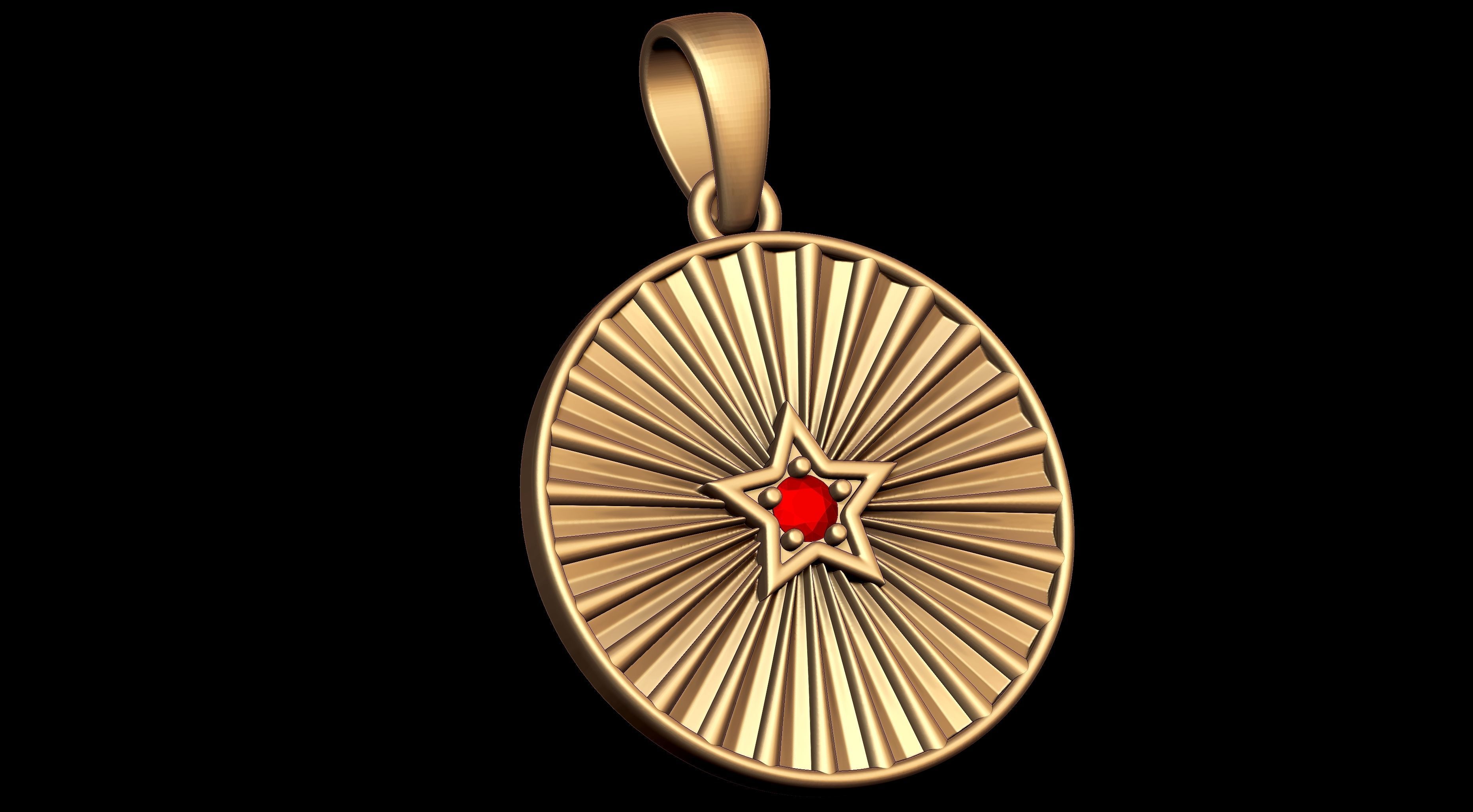  Star Medallion Pendant  3D print model_3
