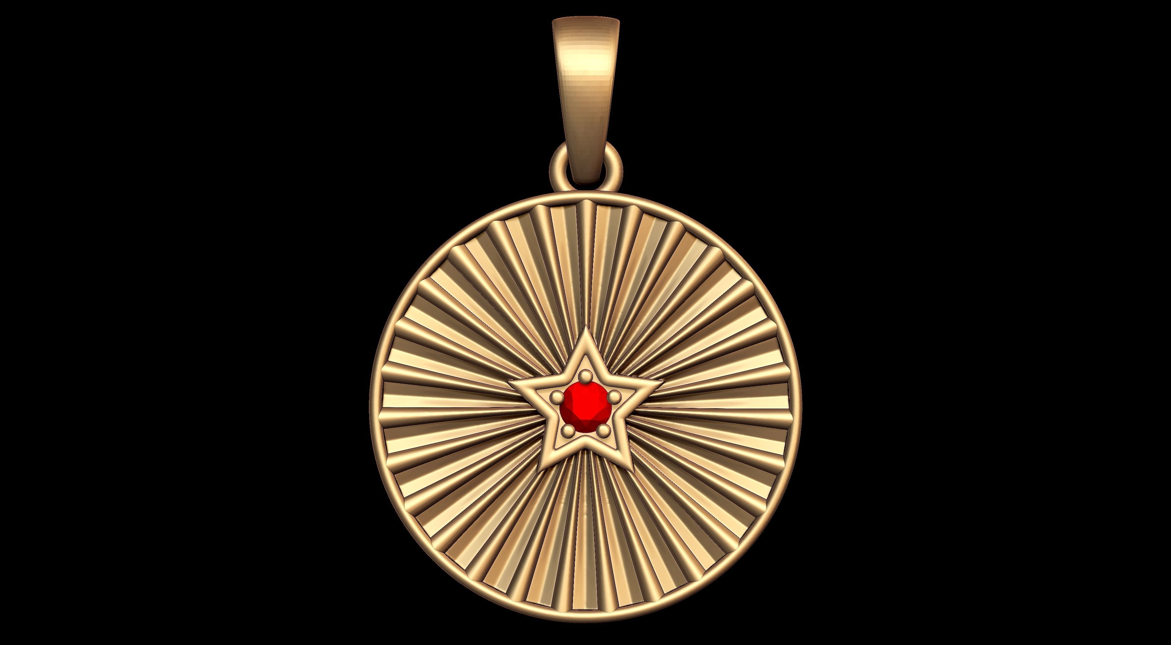  Star Medallion Pendant  3D print model_2