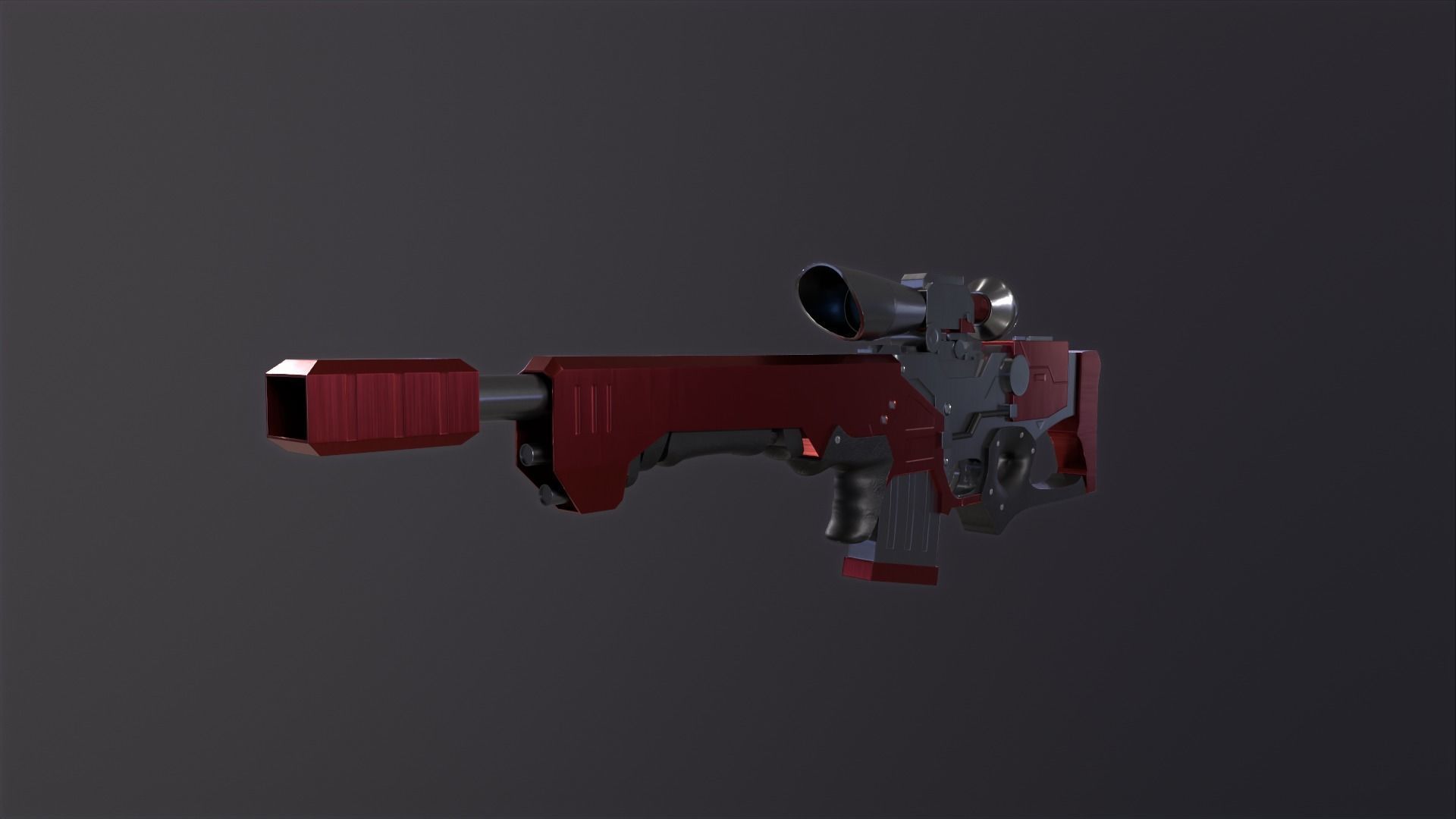Sniper Rifle Low-poly 3D model_6