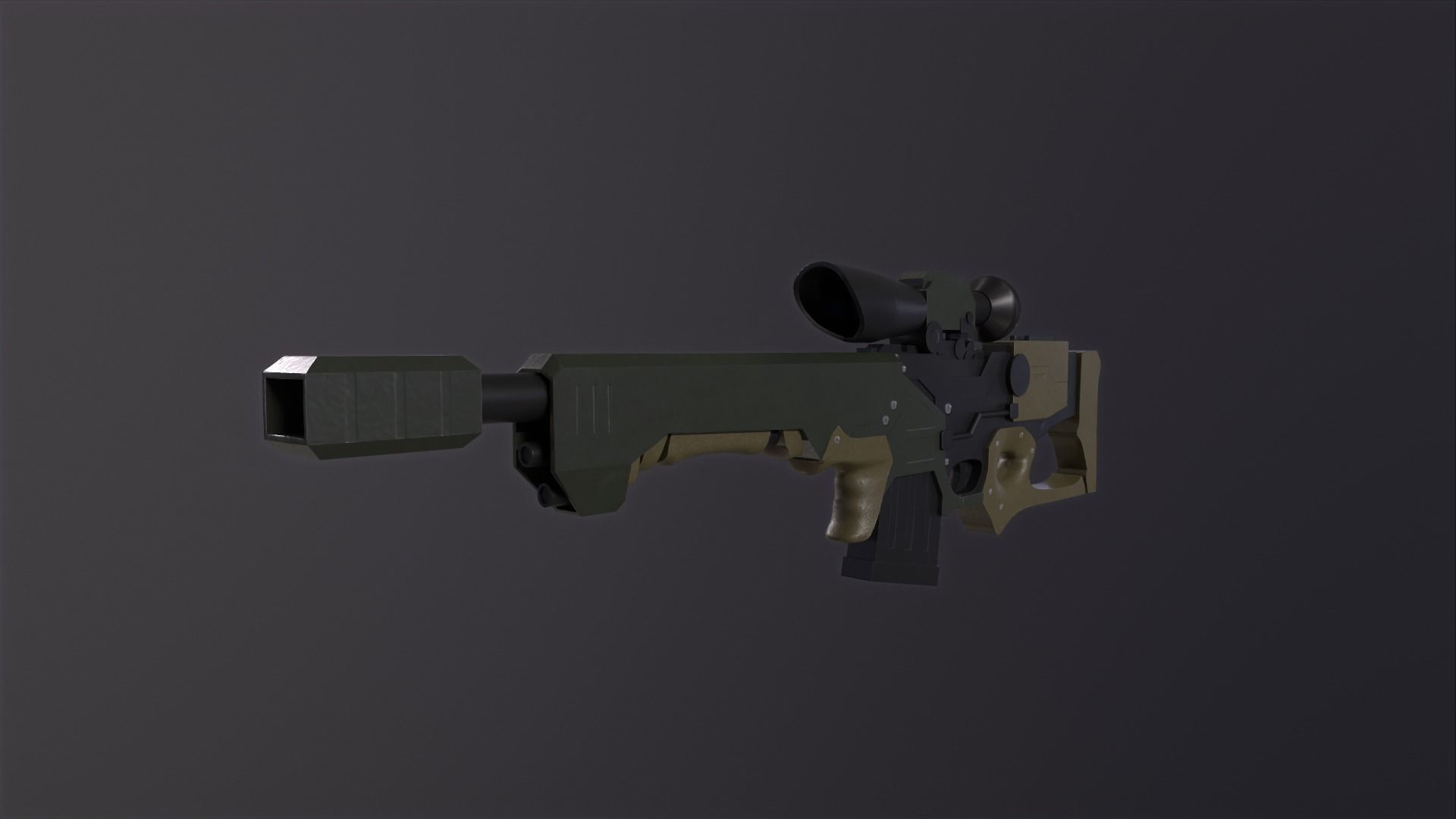 Sniper Rifle Low-poly 3D model_5