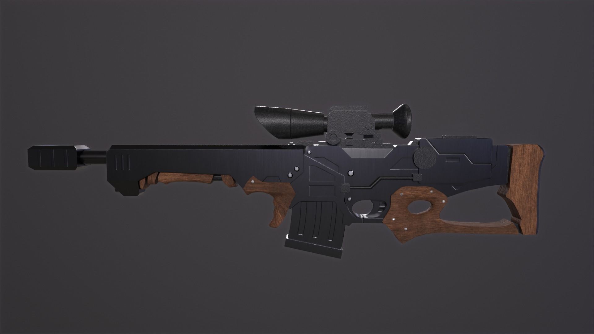Sniper Rifle Low-poly 3D model_8
