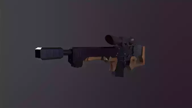 Sniper Rifle Low-poly 3D model