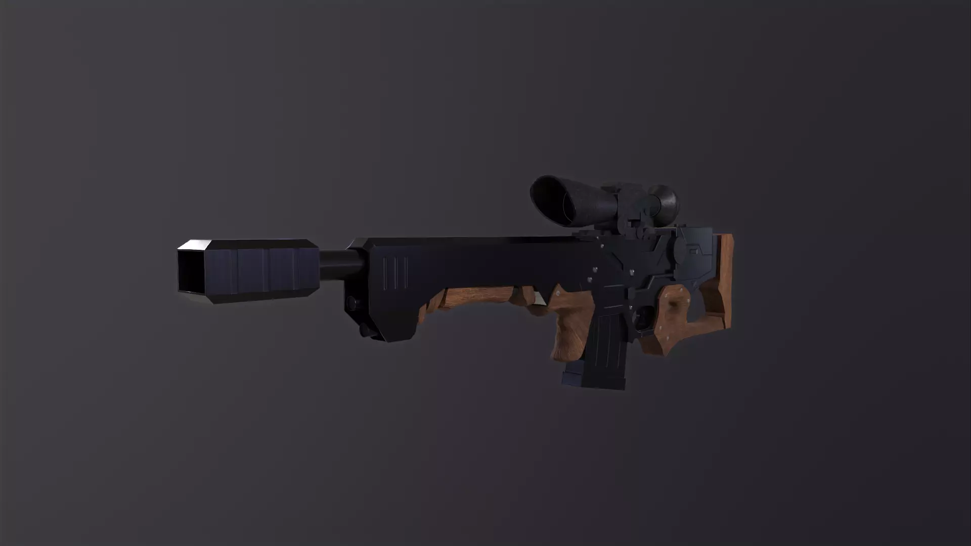 Sniper Rifle Low-poly 3D model_0
