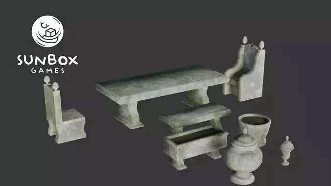 Stone Garden Furniture - Chairs Bench Pots Urns 8 Piece Set