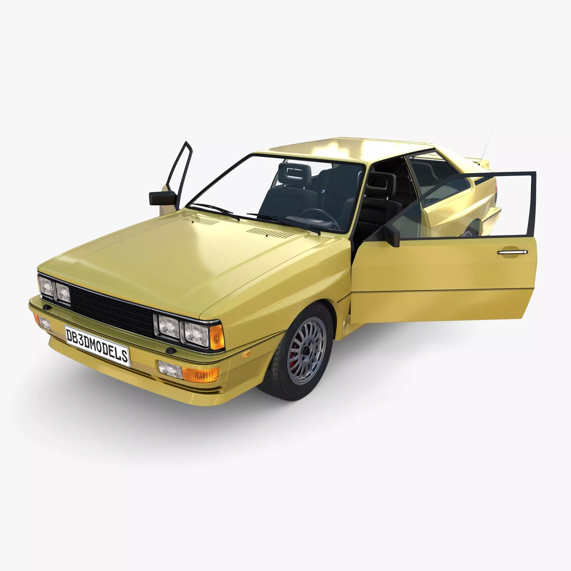 Generic 80s Coupe with interior 3D model_0
