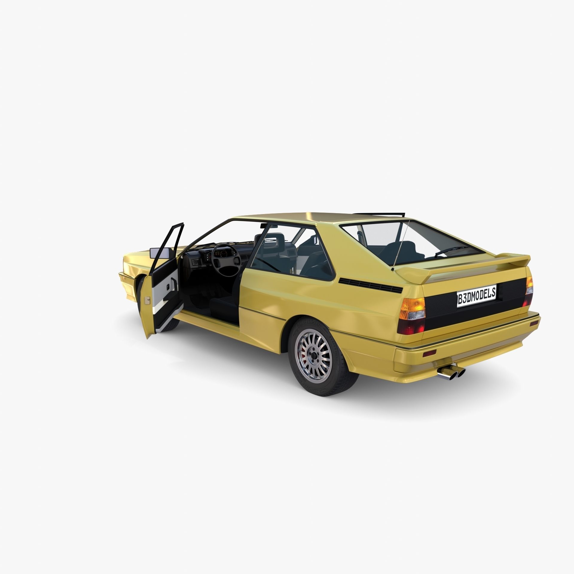 Generic 80s Coupe with interior 3D model_16