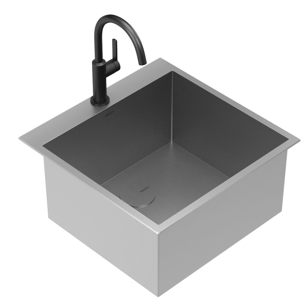 KRAUS Stainless Steel Single Bowl Deep Laundry Utility Sink 3D model_1