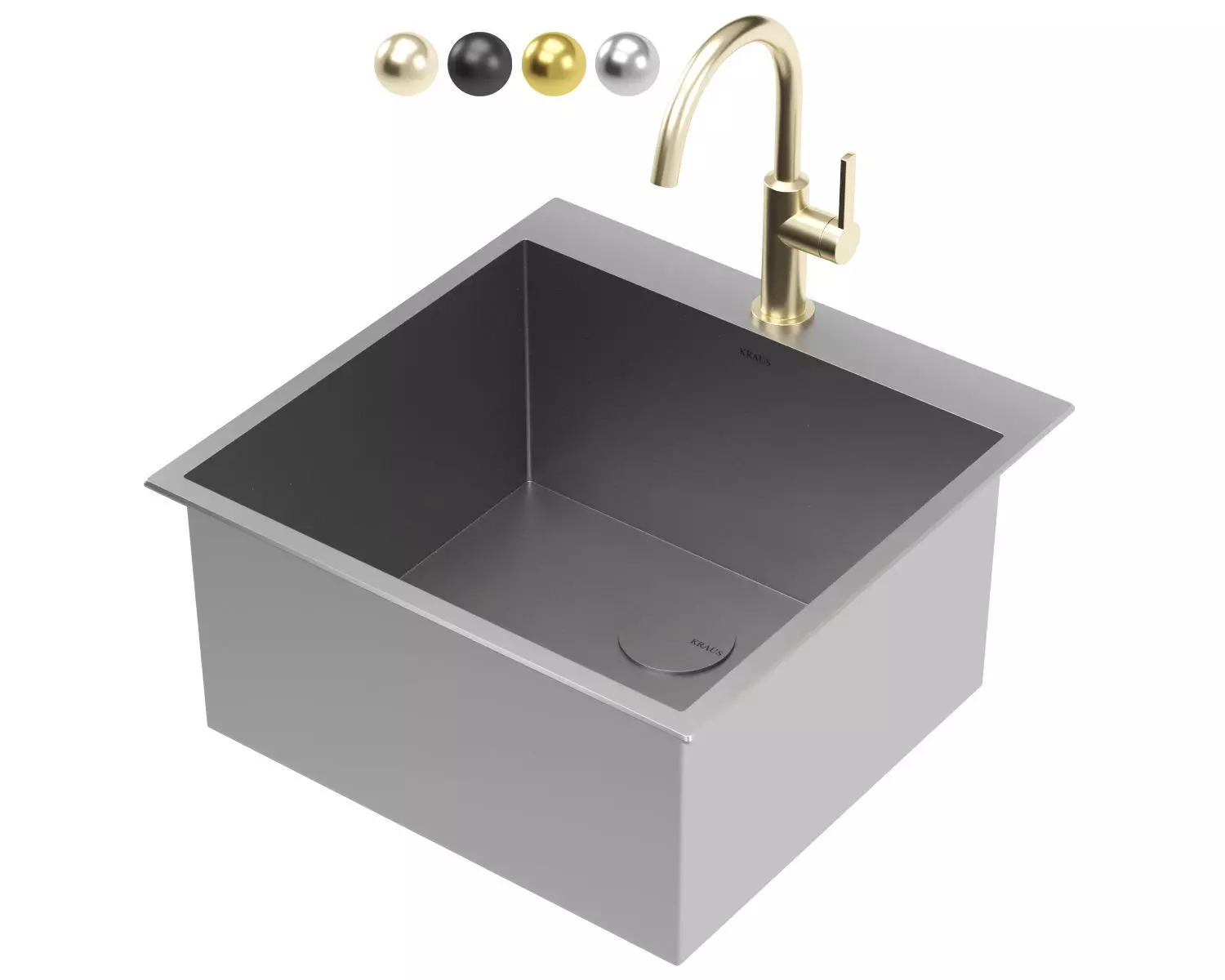KRAUS Stainless Steel Single Bowl Deep Laundry Utility Sink 3D model_0