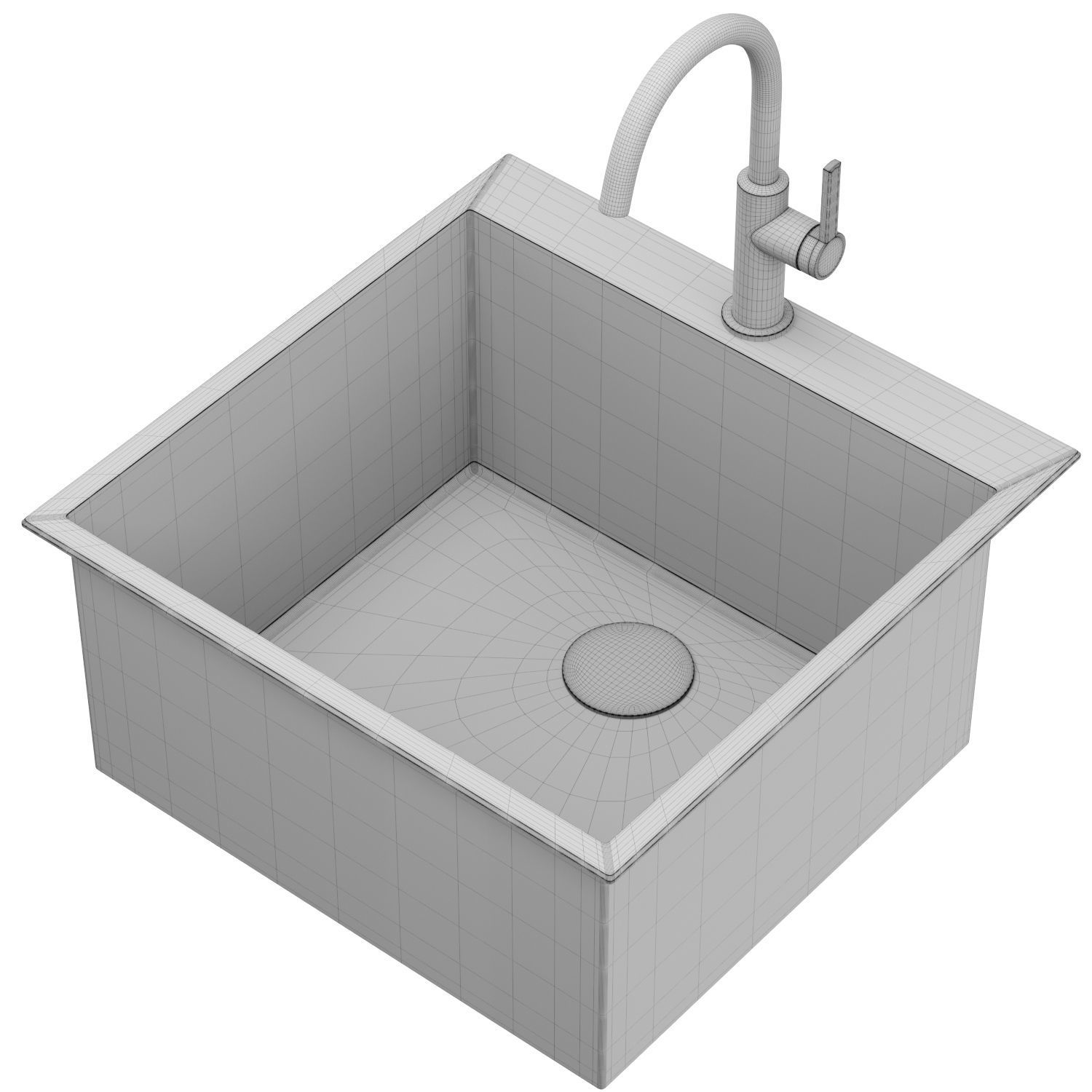 KRAUS Stainless Steel Single Bowl Deep Laundry Utility Sink 3D model_6