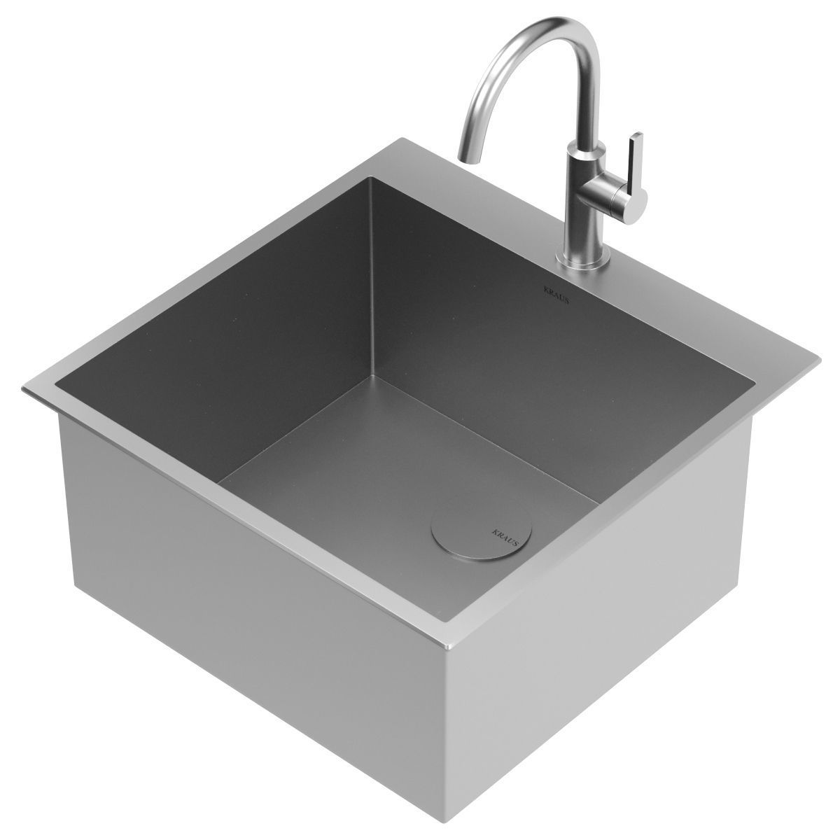 KRAUS Stainless Steel Single Bowl Deep Laundry Utility Sink 3D model_3