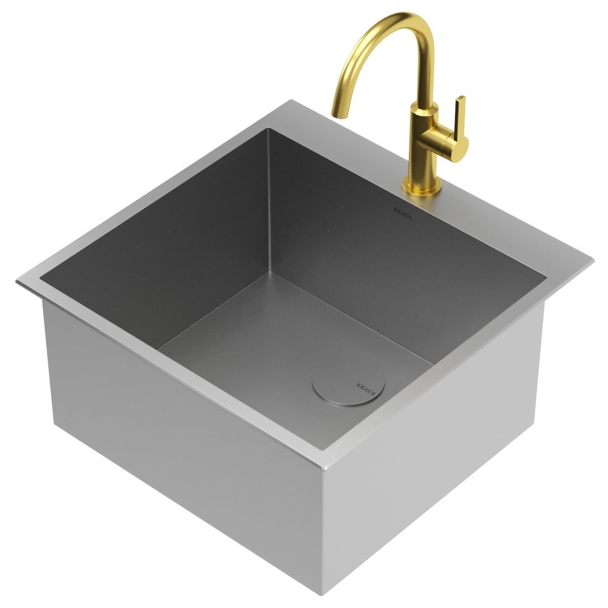 KRAUS Stainless Steel Single Bowl Deep Laundry Utility Sink 3D model_2