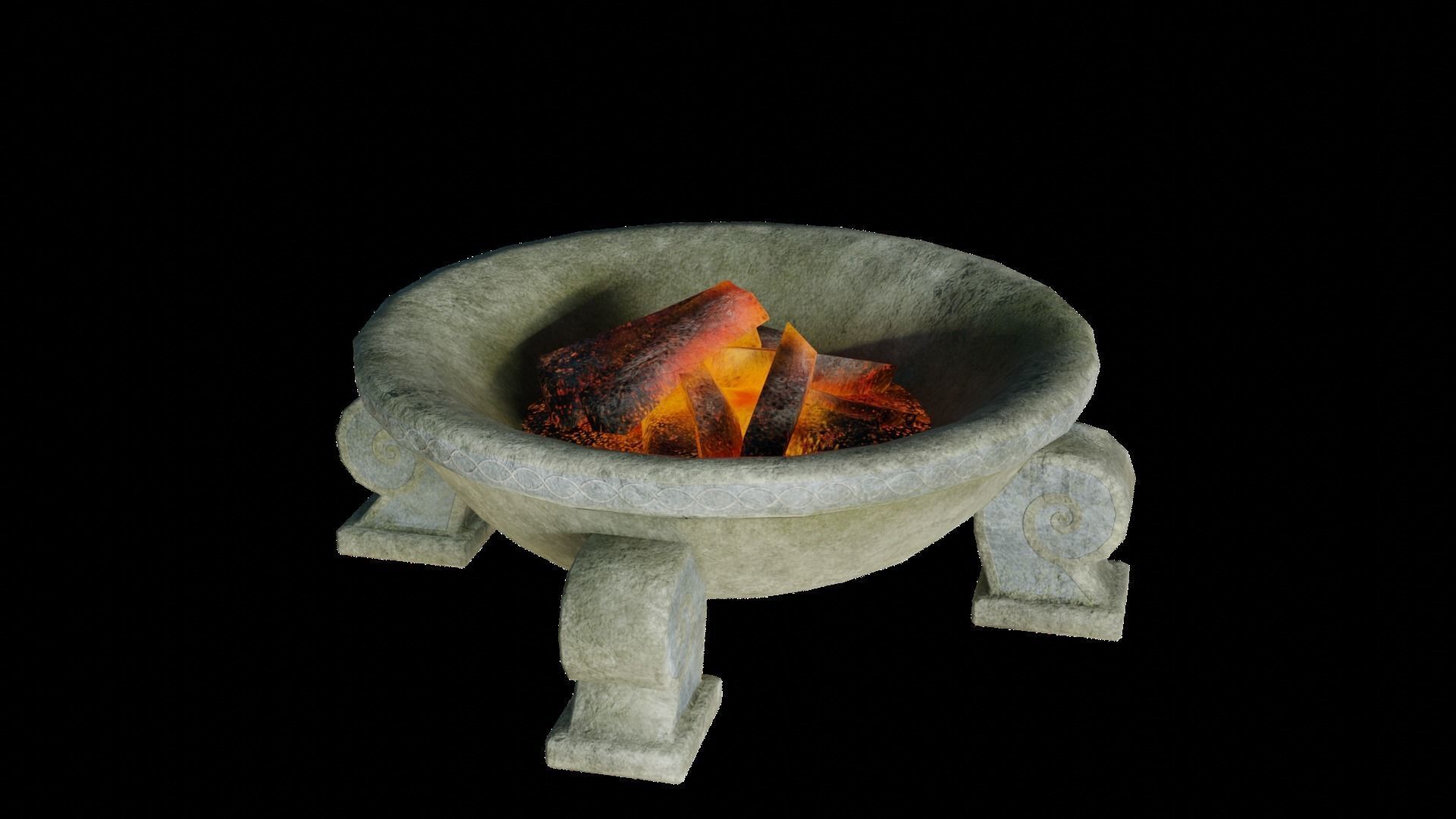 Stone Lights Fire - Lights Pit Candles Crystal 13 Piece Set Low-poly 3D model_3