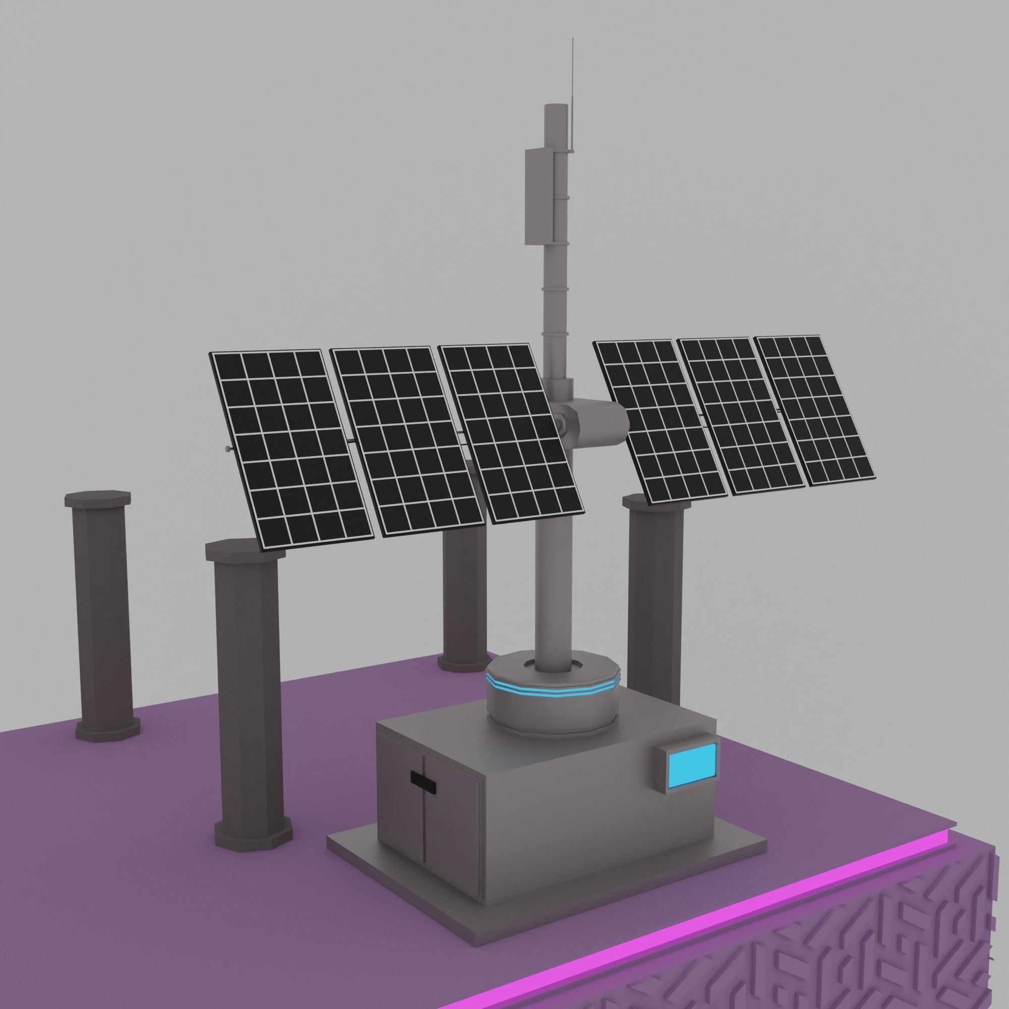 Cyberpunk city Low-poly 3D model_18