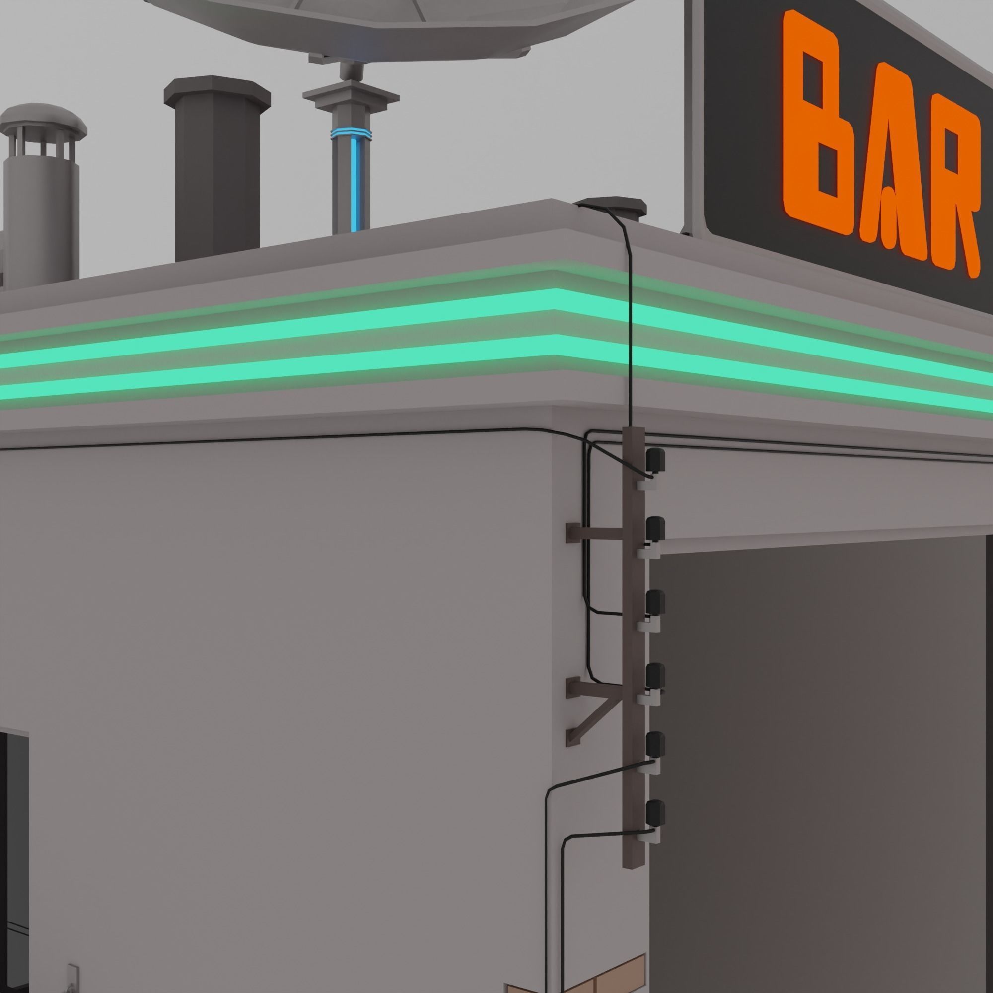 Cyberpunk city Low-poly 3D model_8