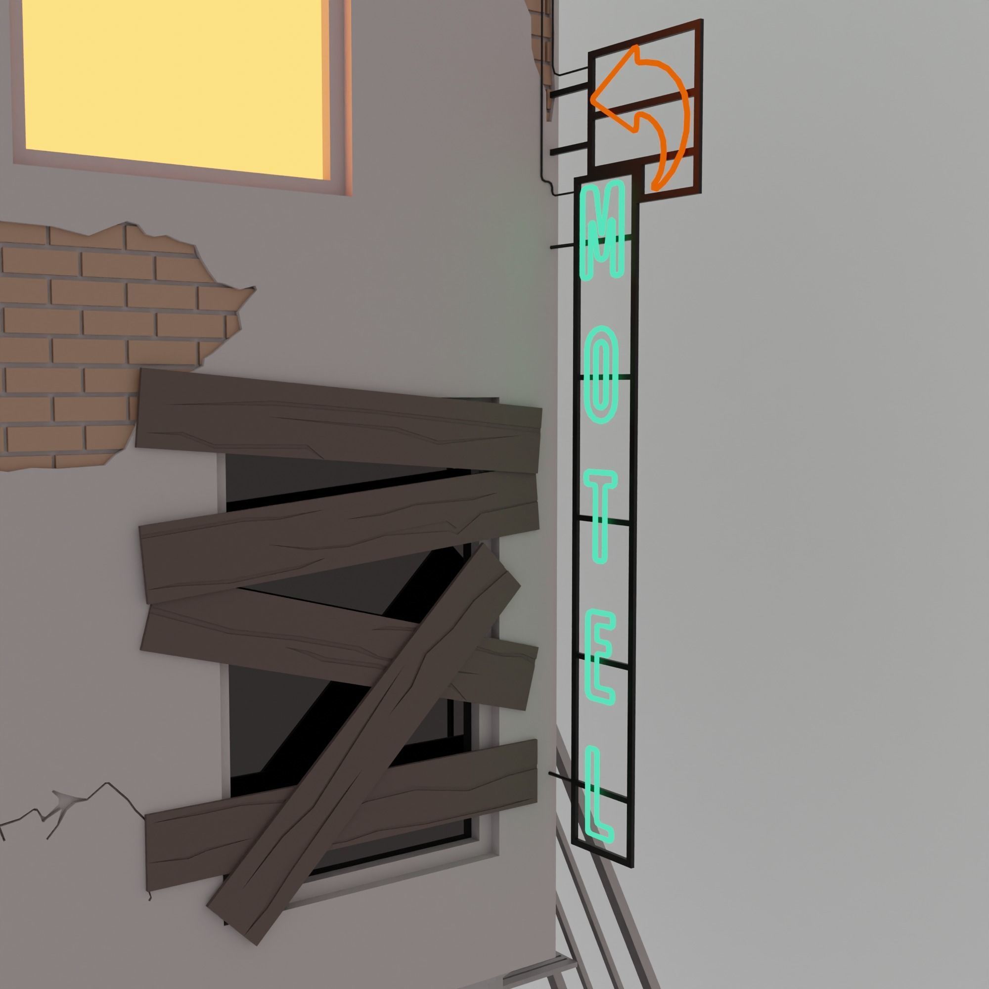 Cyberpunk city Low-poly 3D model_12