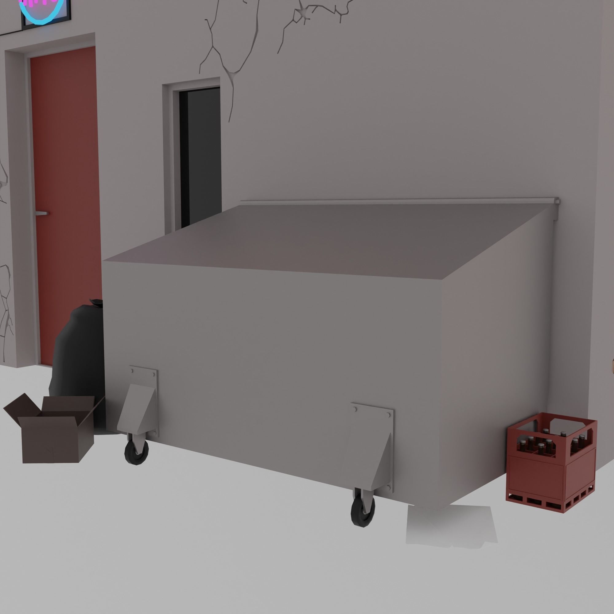 Cyberpunk city Low-poly 3D model_10