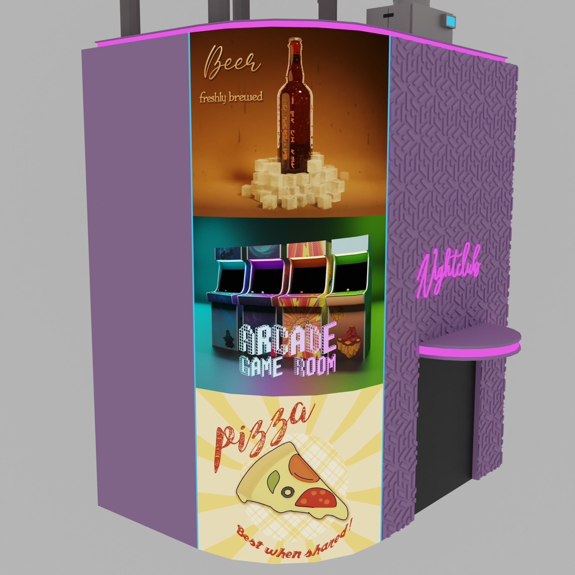 Cyberpunk city Low-poly 3D model_19