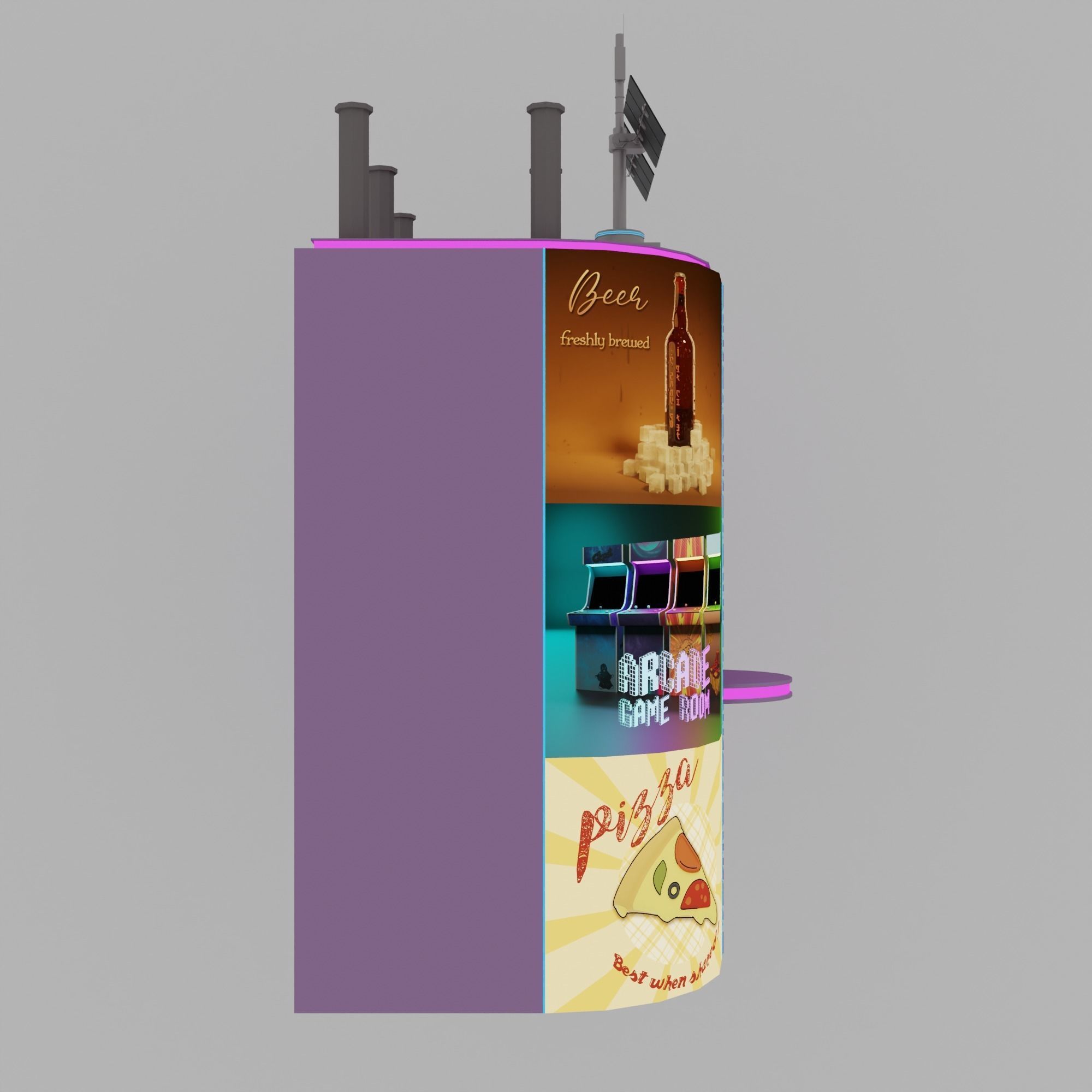 Cyberpunk city Low-poly 3D model_15