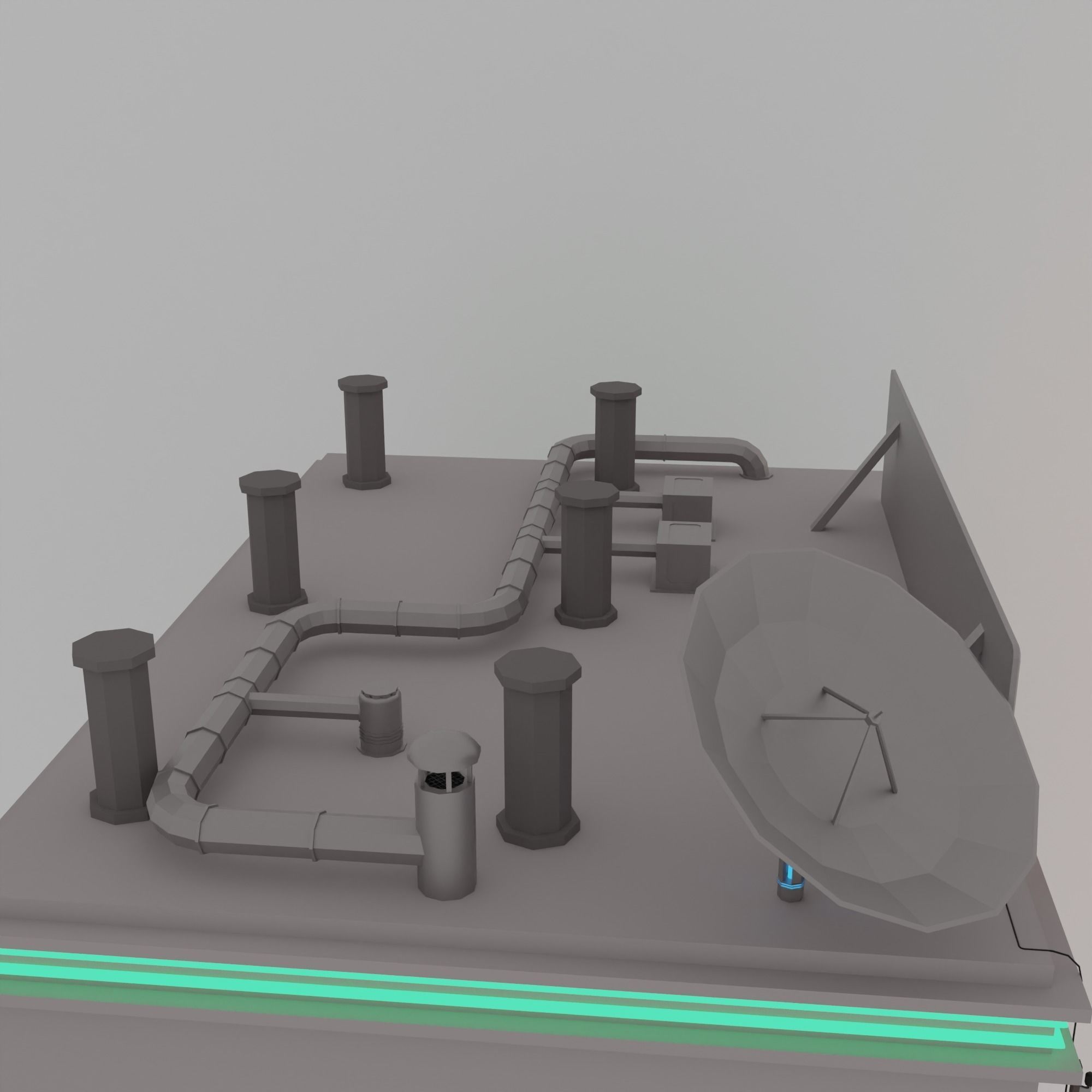 Cyberpunk city Low-poly 3D model_7