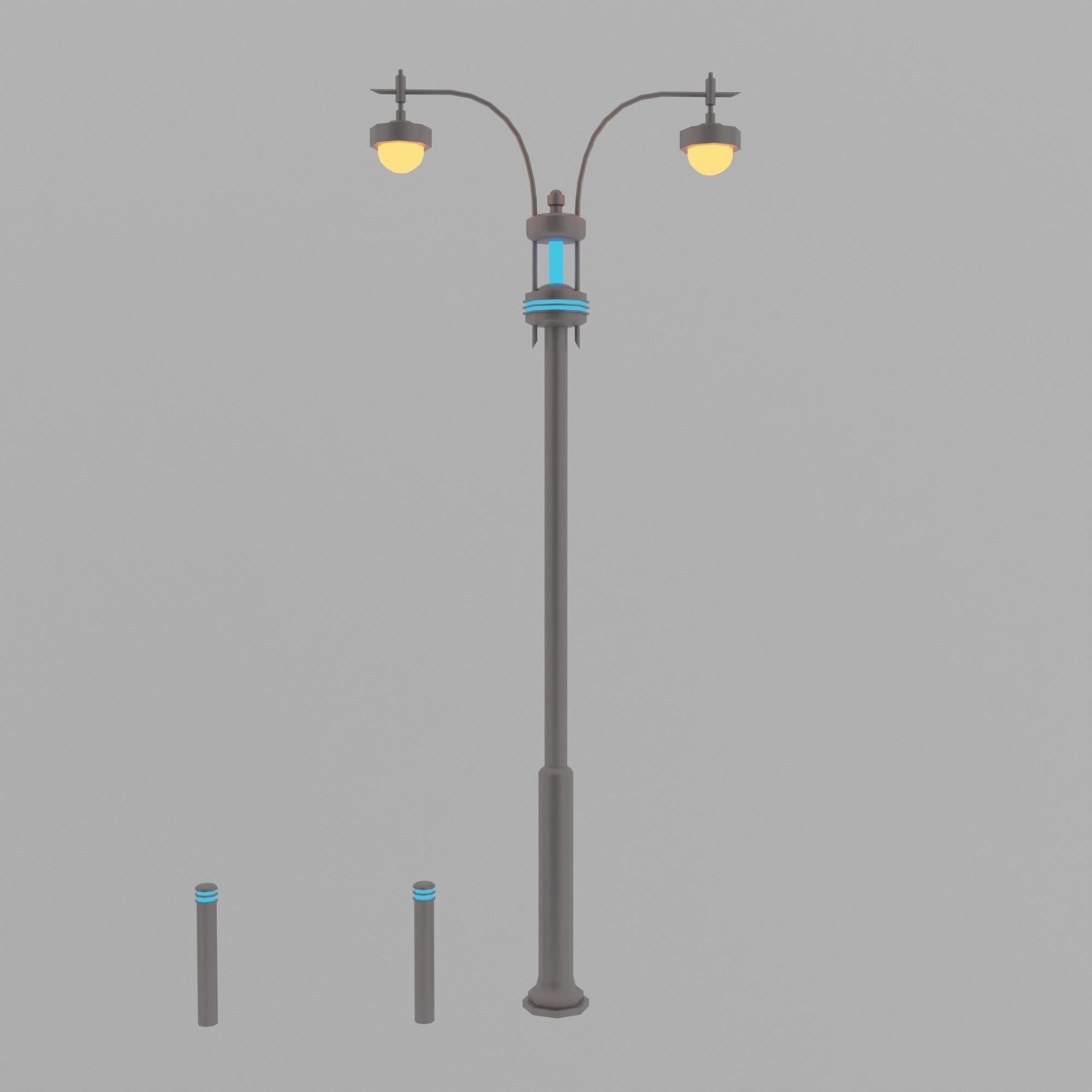 Cyberpunk city Low-poly 3D model_51