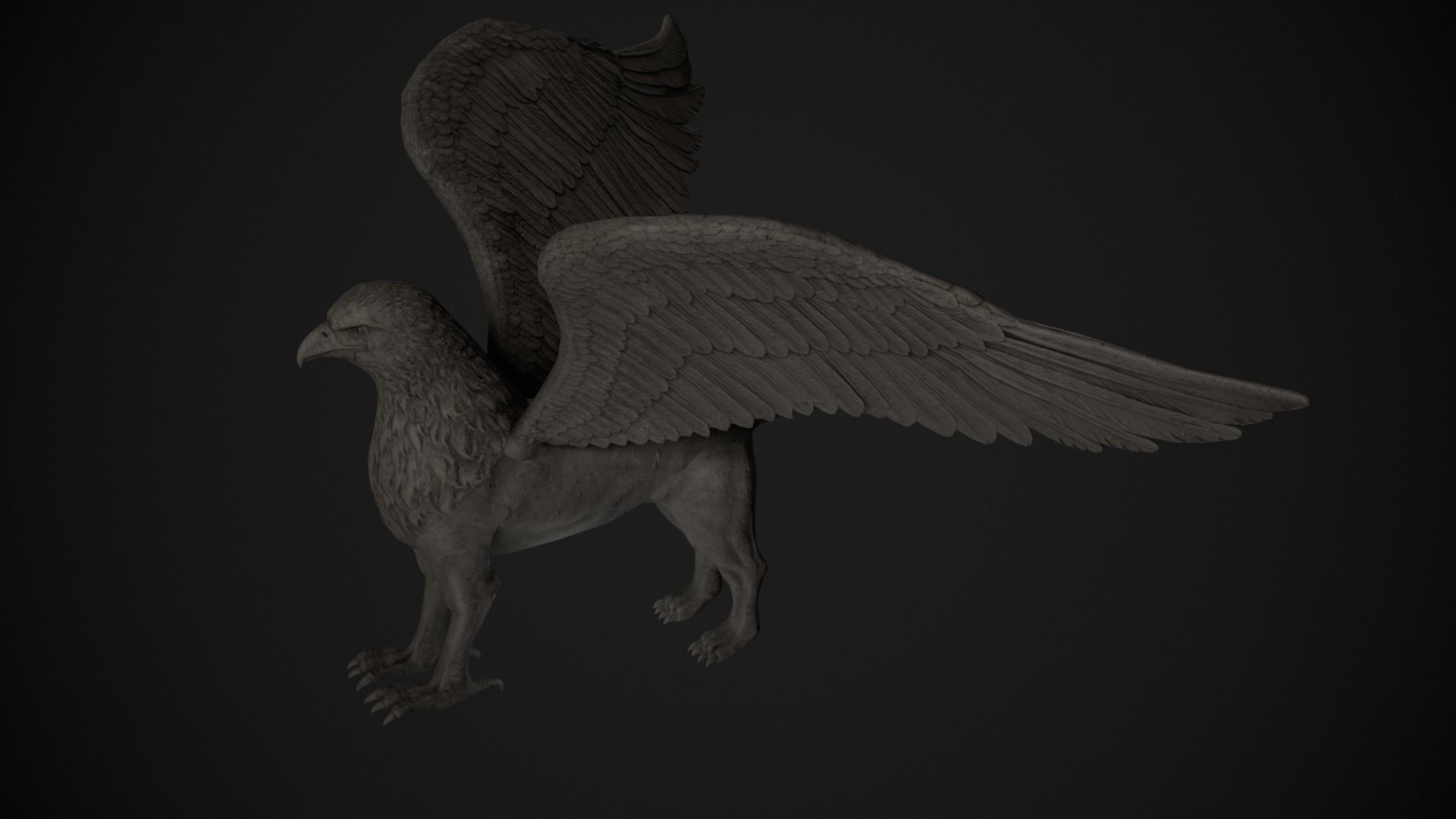 Griffin Statue Low-poly 3D model_10