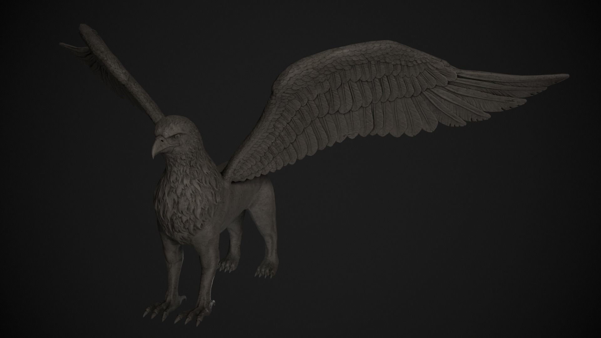 Griffin Statue Low-poly 3D model_3