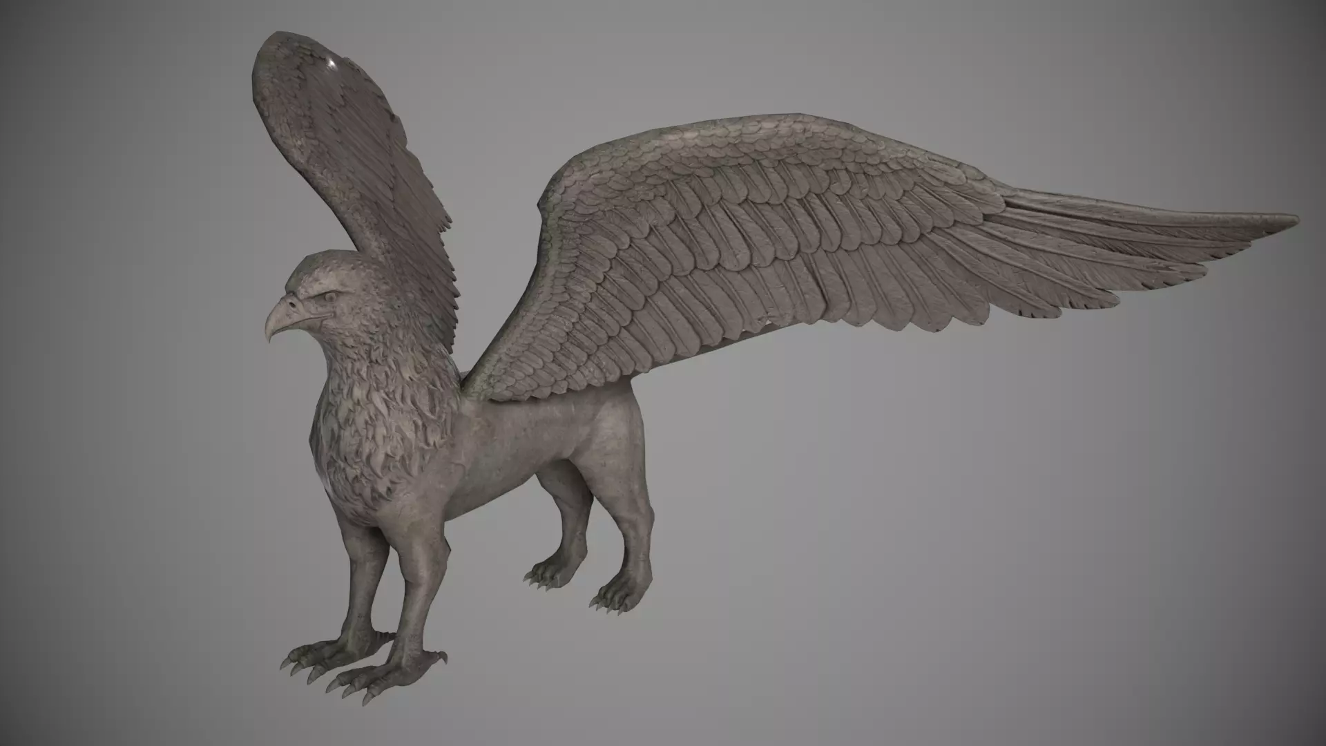 Griffin Statue Low-poly 3D model_0