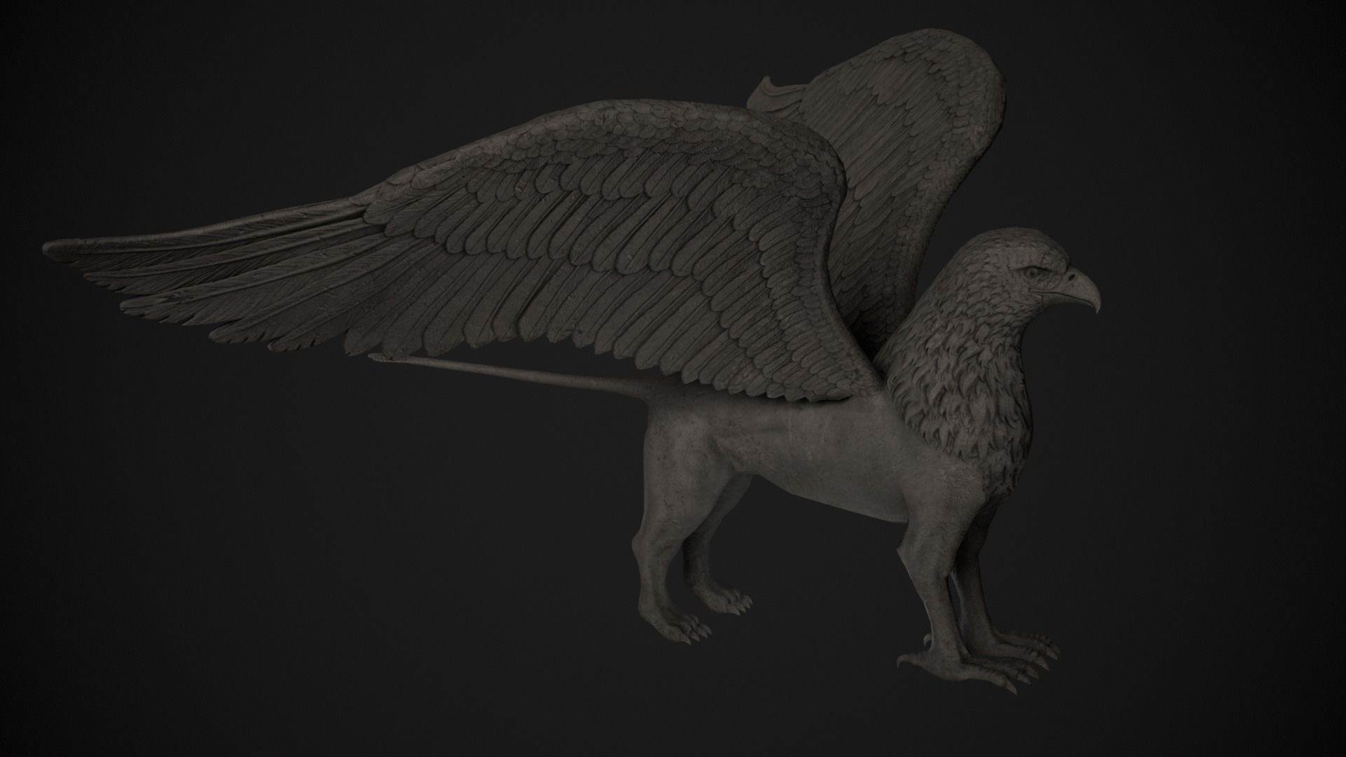 Griffin Statue Low-poly 3D model_4