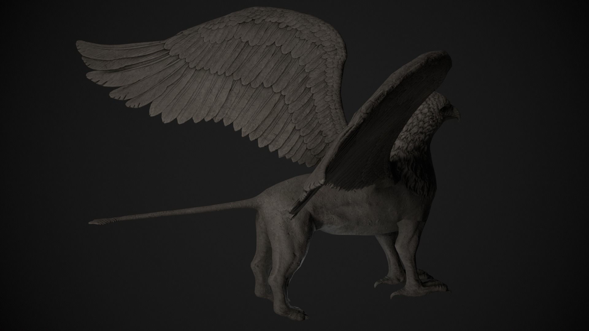 Griffin Statue Low-poly 3D model_12