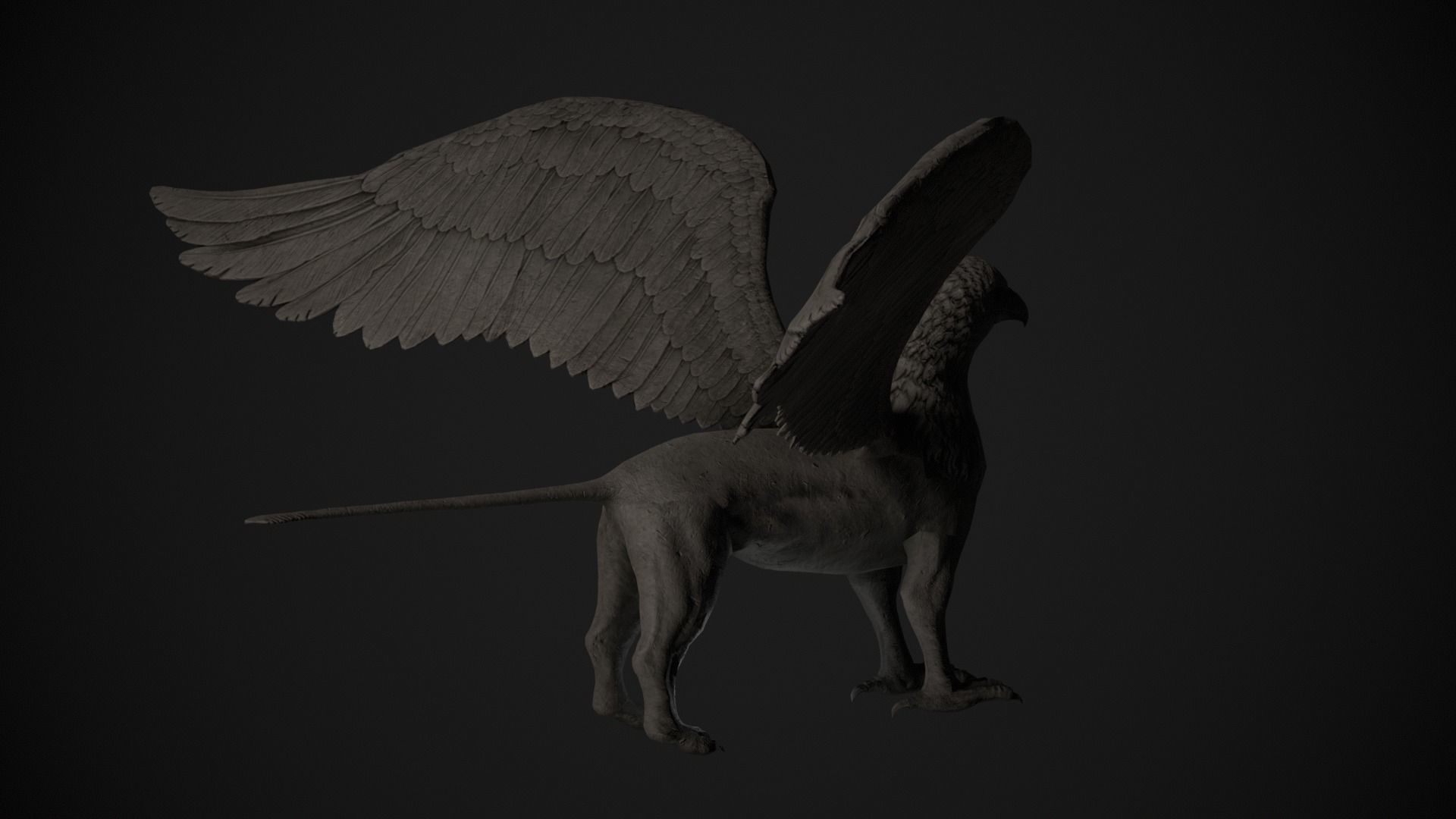 Griffin Statue Low-poly 3D model_5