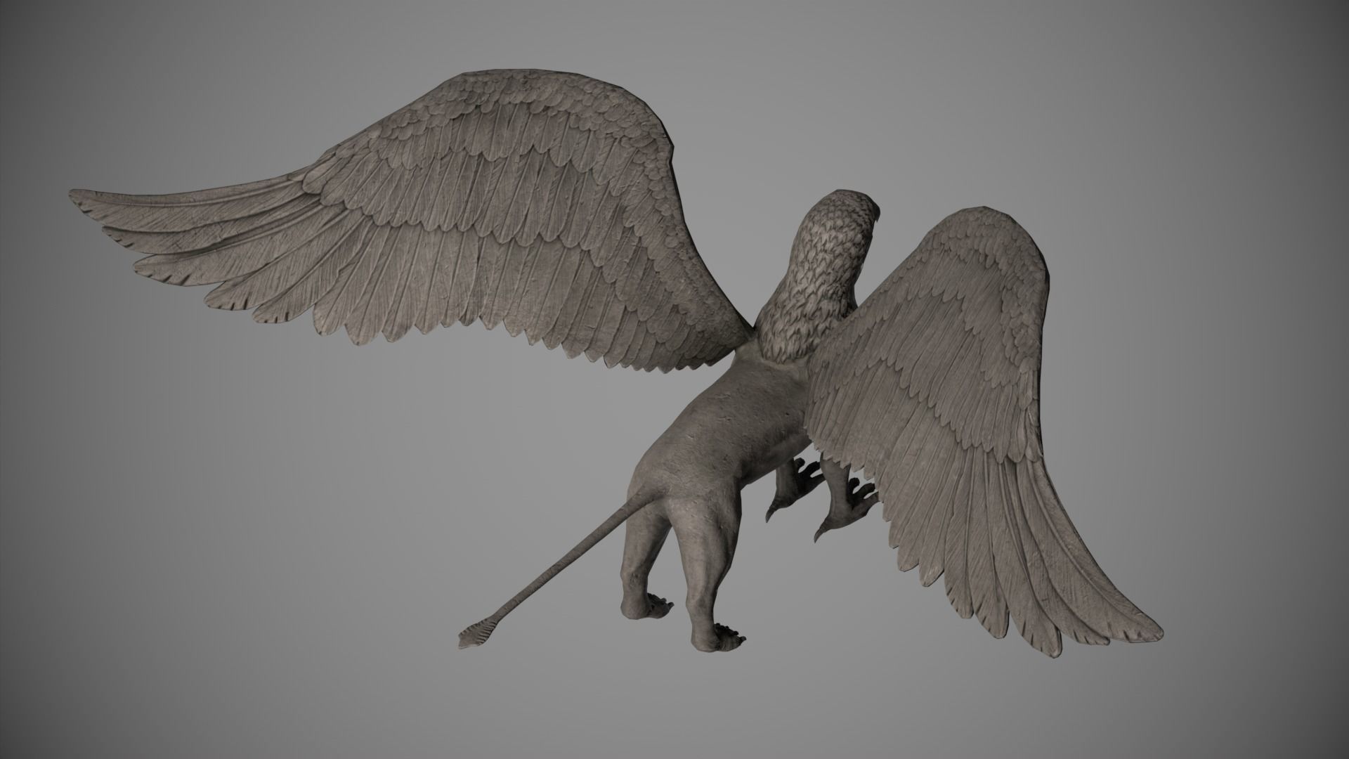 Griffin Statue Low-poly 3D model_13