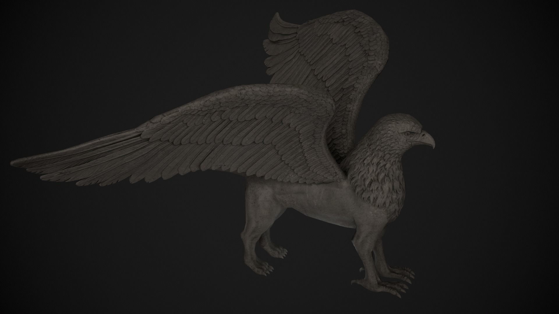 Griffin Statue Low-poly 3D model_11