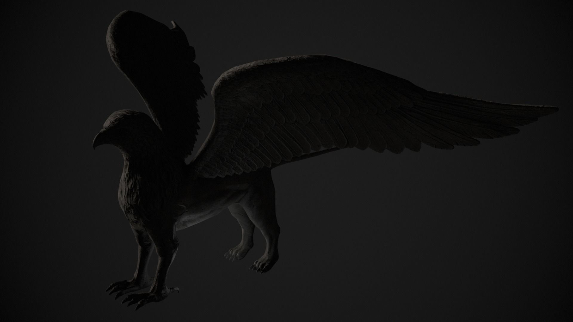 Griffin Statue Low-poly 3D model_2