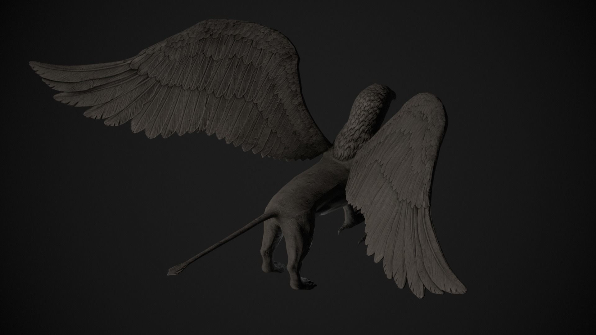 Griffin Statue Low-poly 3D model_6