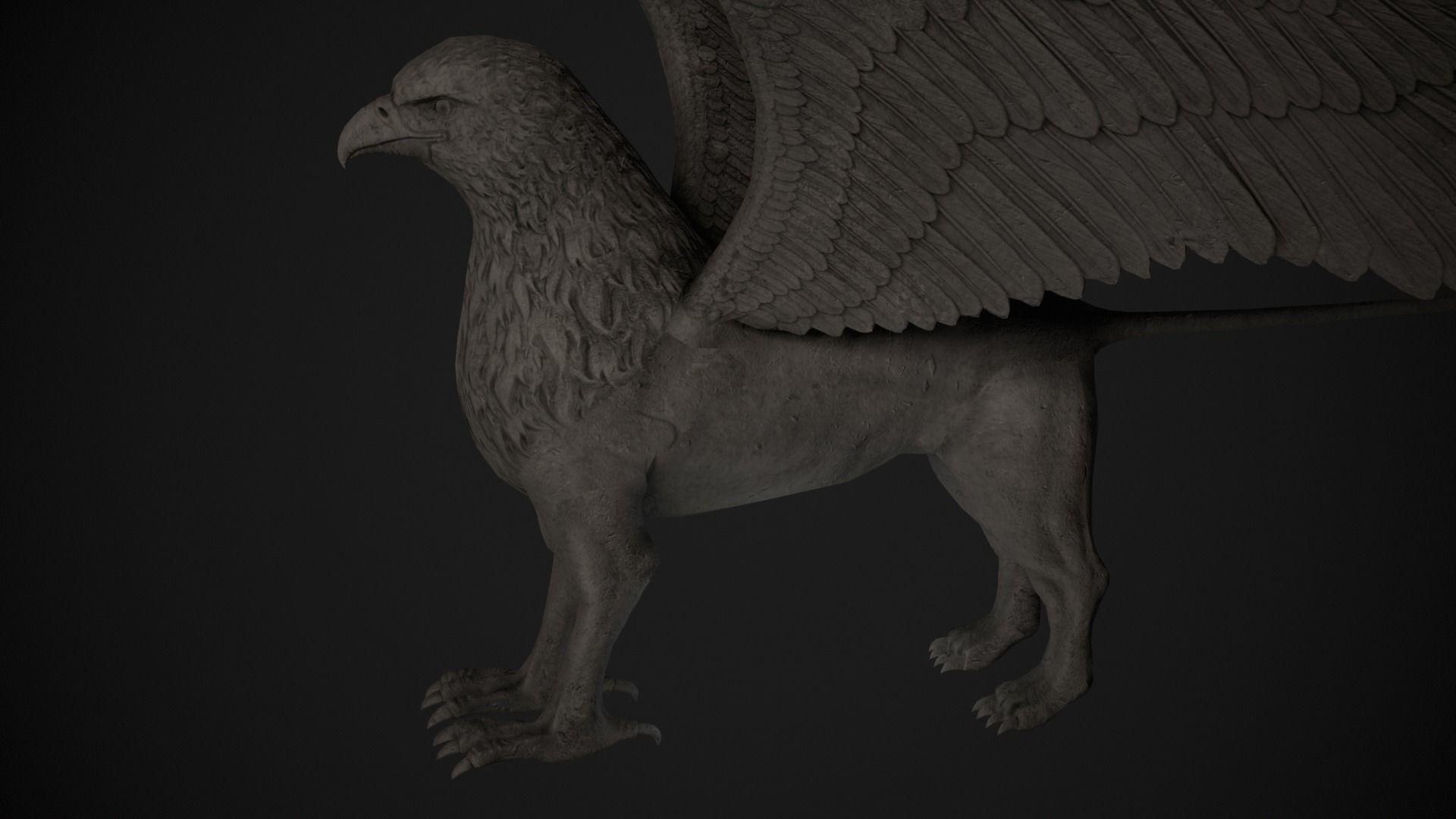 Griffin Statue Low-poly 3D model_8