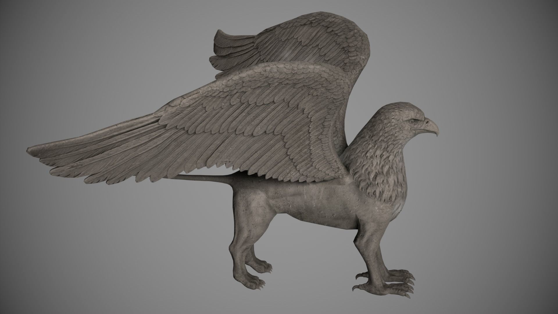 Griffin Statue Low-poly 3D model_1