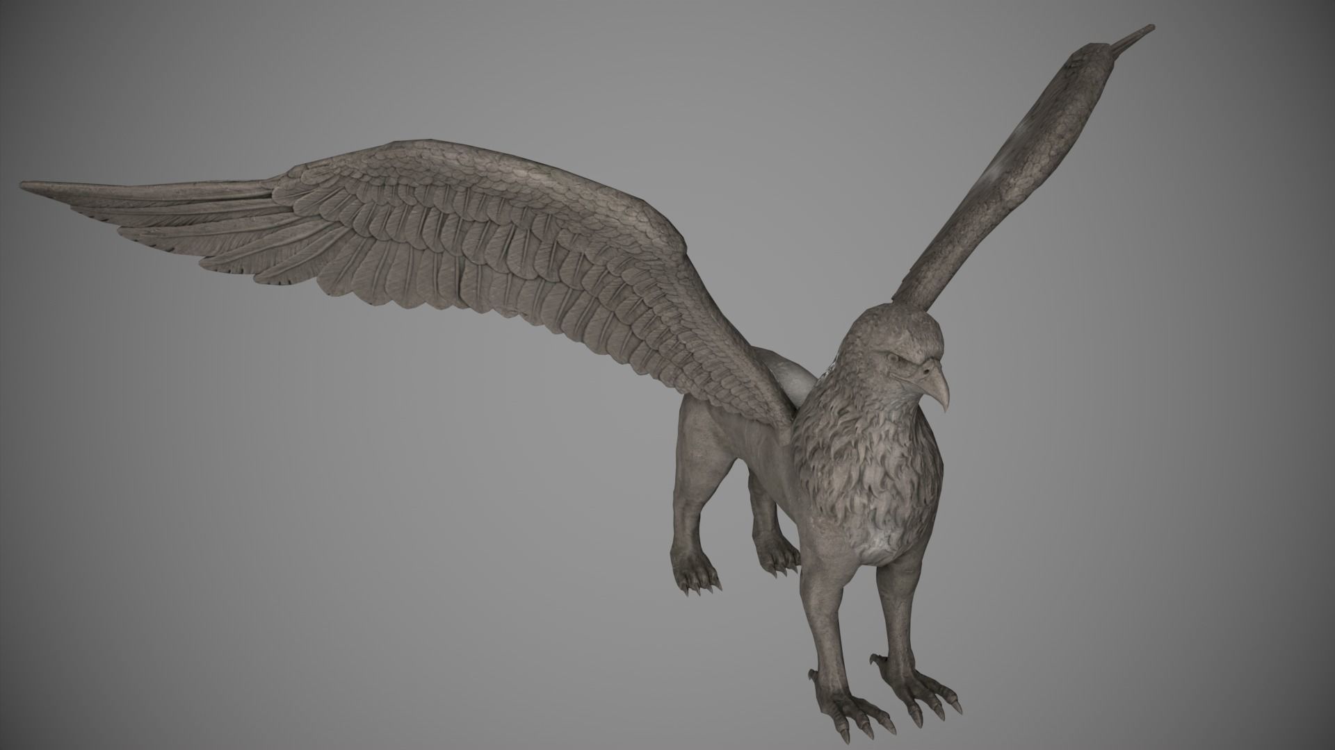 Griffin Statue Low-poly 3D model_14
