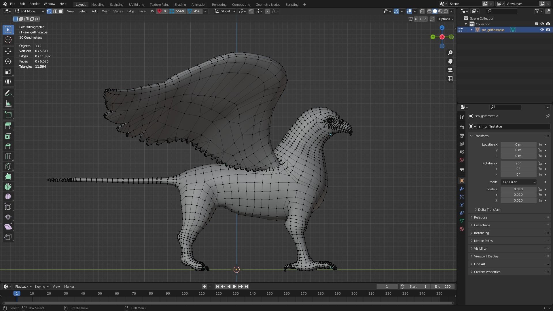 Griffin Statue Low-poly 3D model_16
