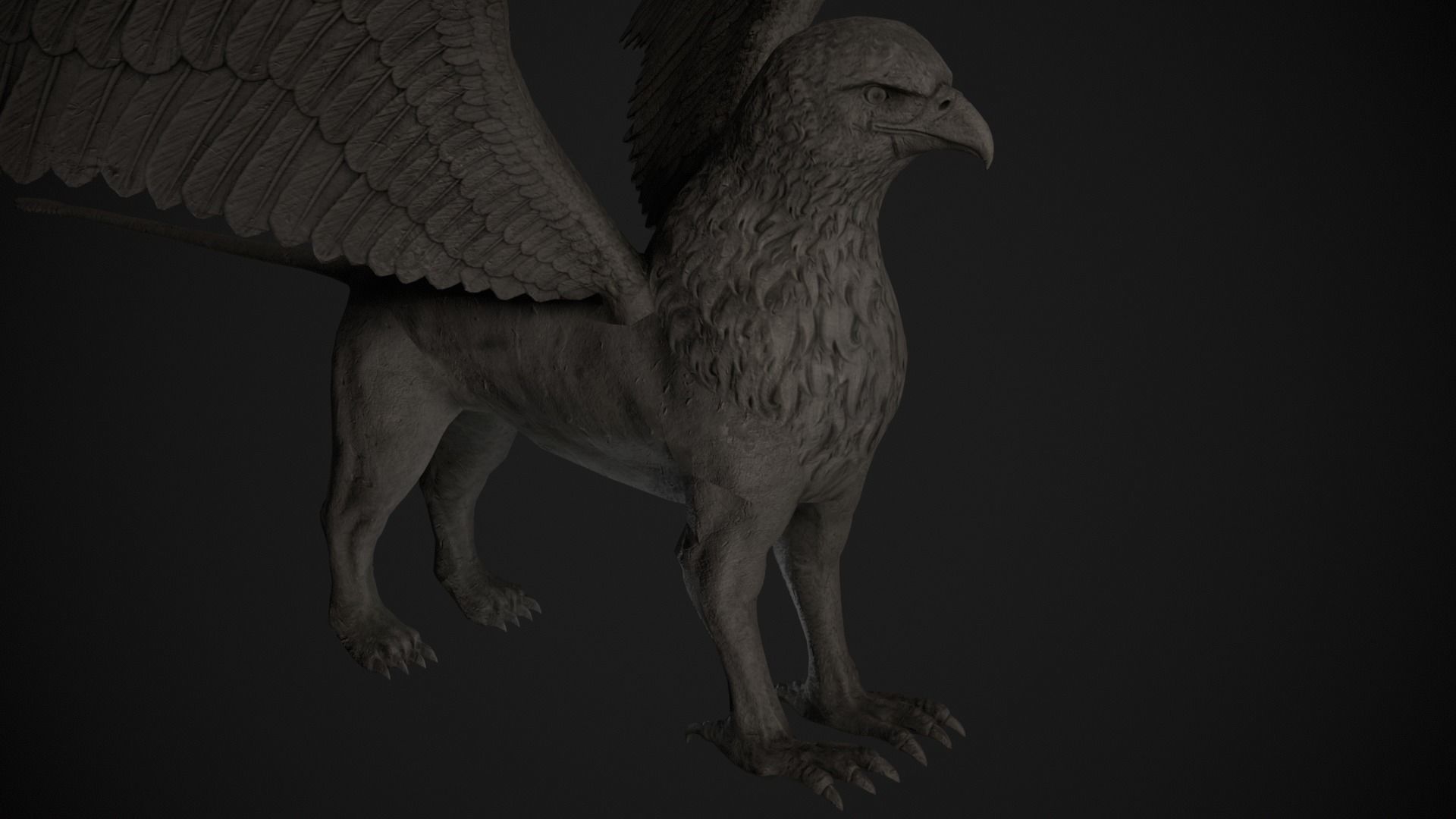 Griffin Statue Low-poly 3D model_9