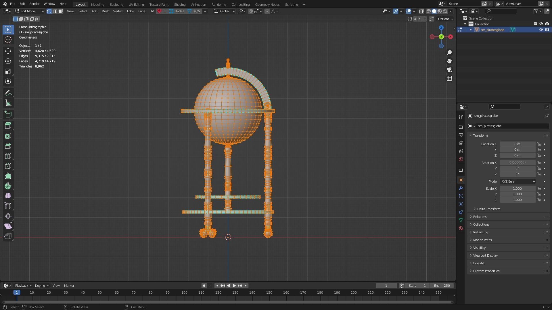 Pirates Globe Low-poly 3D model_10