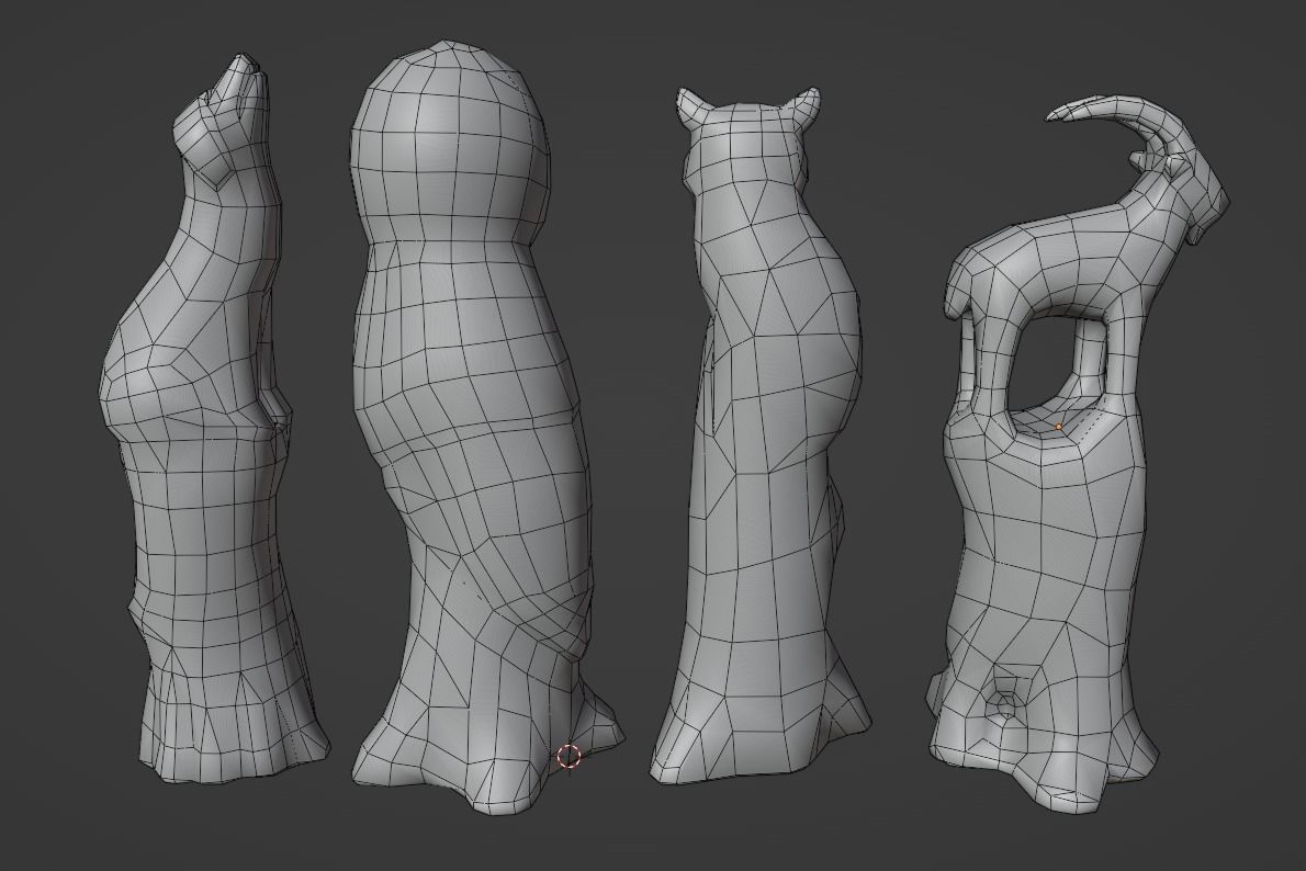 Wooden Animal Sculptures  Low-poly 3D model_10