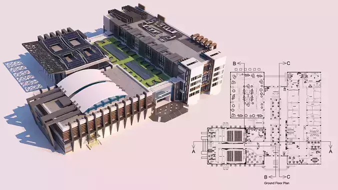 0033 - Art Center - 2021 - 01 - Design 02 - 2D Plans - 3D Files 3D model