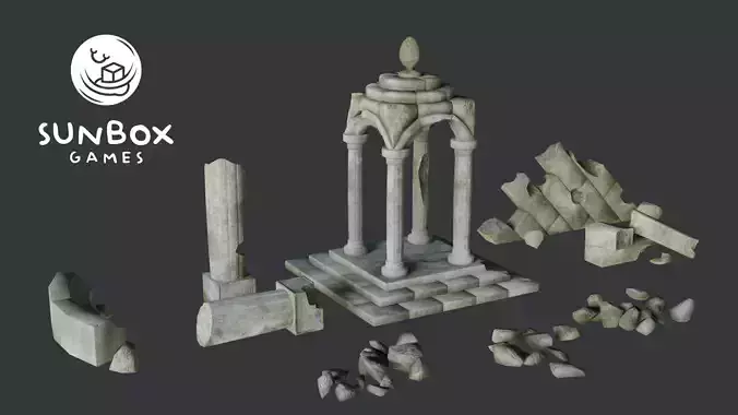 Ancient Stone Ruins - Shrine Pillars Rubble 9 Piece Set