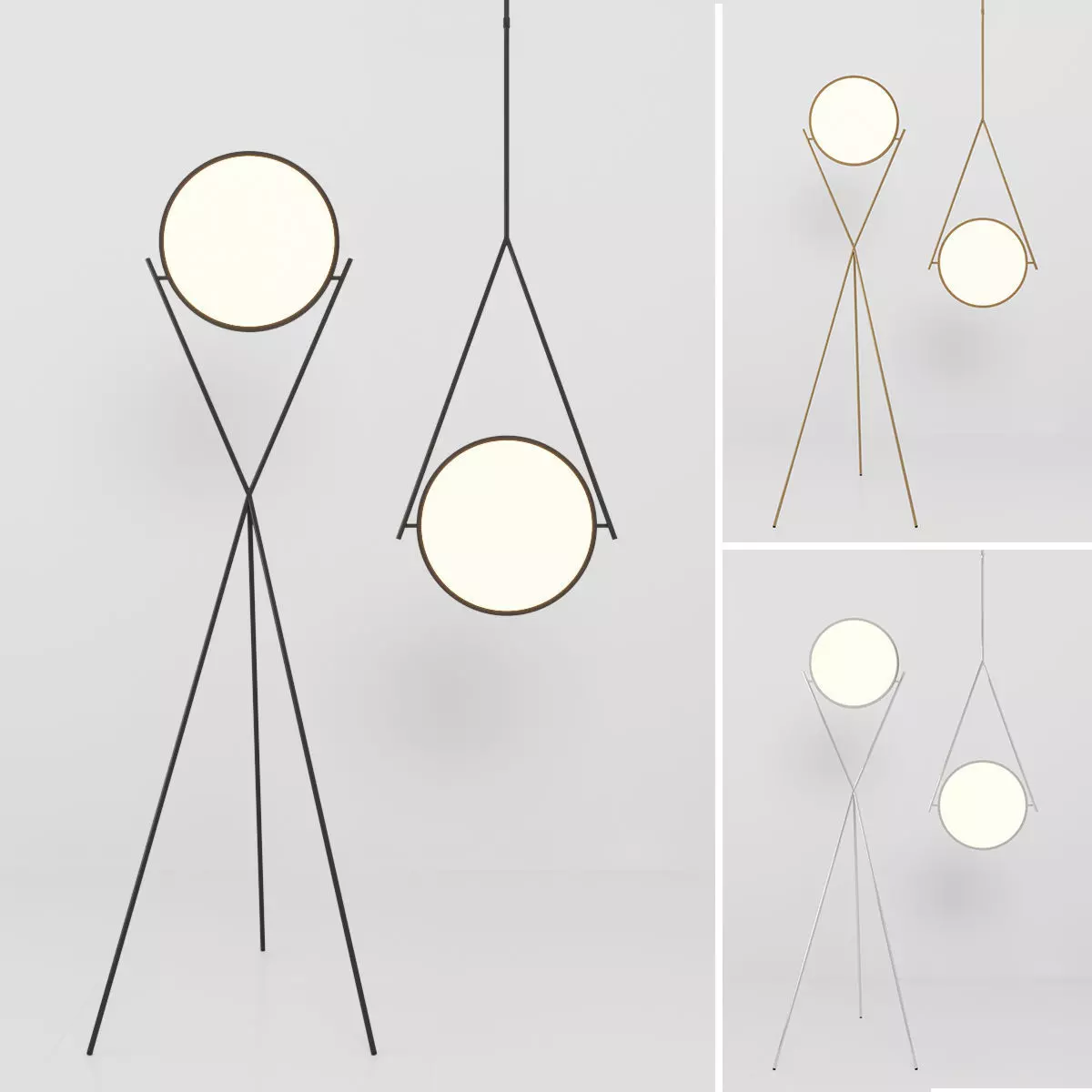 Dot Stance rotating floor lamp and pendant by Peter Bristol 3D model