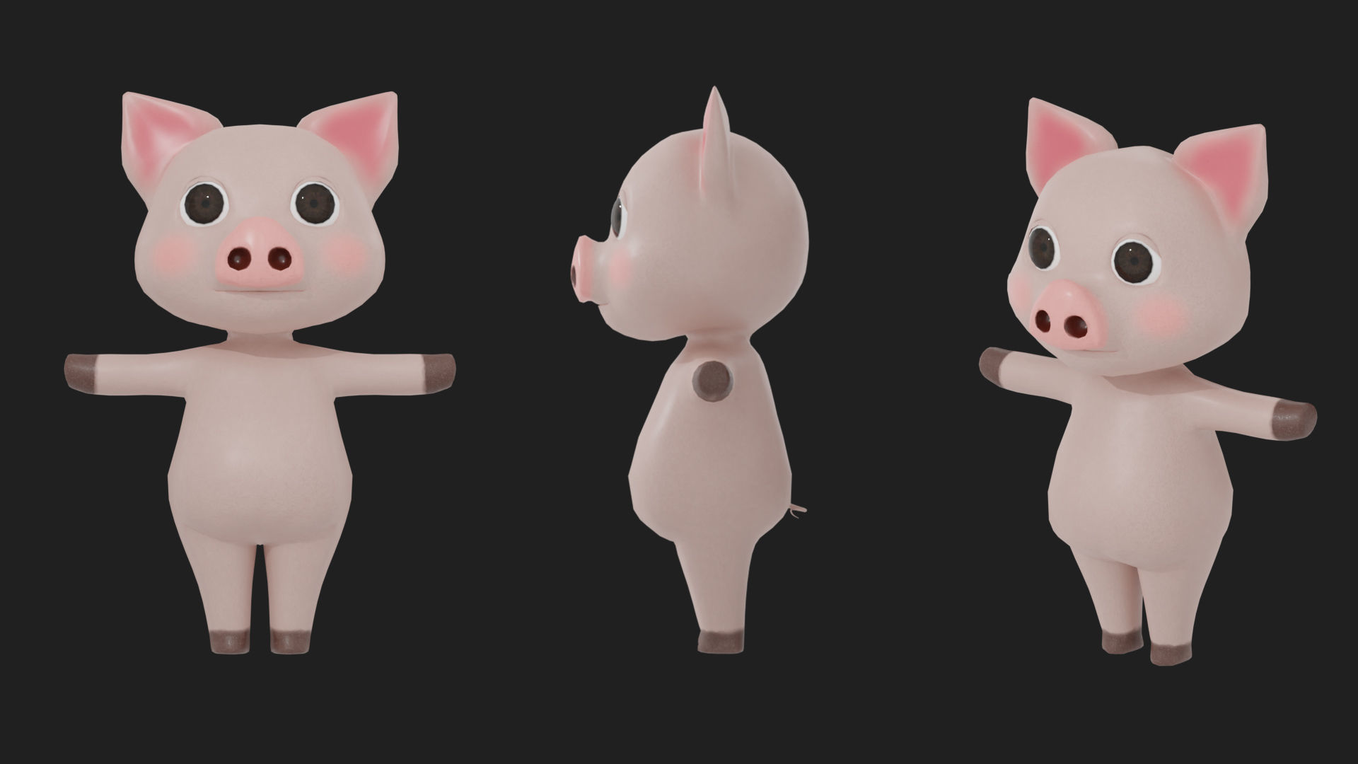 Pig Rigged Low Poly Character Low-poly 3D model_1