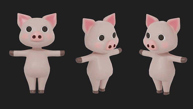 Pig Rigged Low Poly Character  Low-poly 3D model
