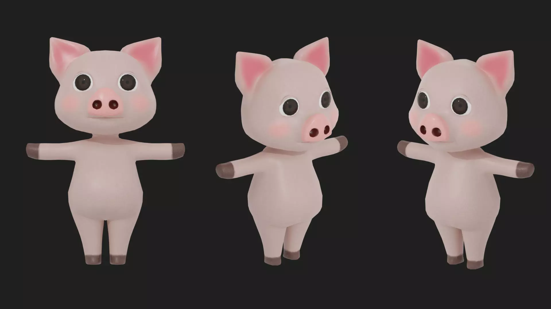 Pig Rigged Low Poly Character Low-poly 3D model_0