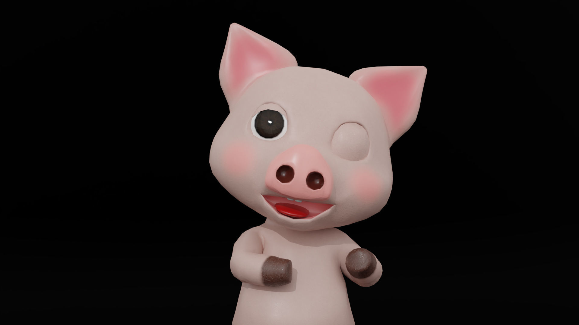 Pig Rigged Low Poly Character Low-poly 3D model_13